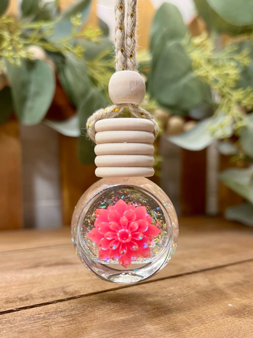 Hot Pink Flower Car Diffuser, Pink Car Air Freshener, Fragrance Oil, Car Charm